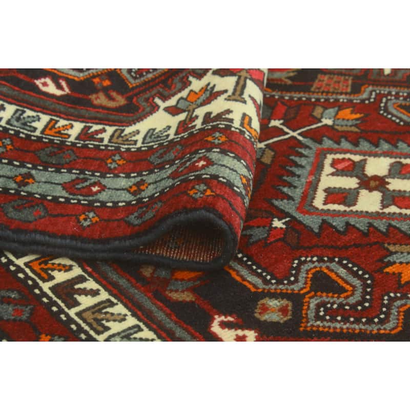 Fine Vintage Distressed Brent Red/Charcoal Runner - 3'8" x 9'10"