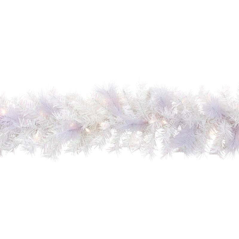 9' x 10" Vermont White Pine Artificial Christmas Garland, Clear Lights