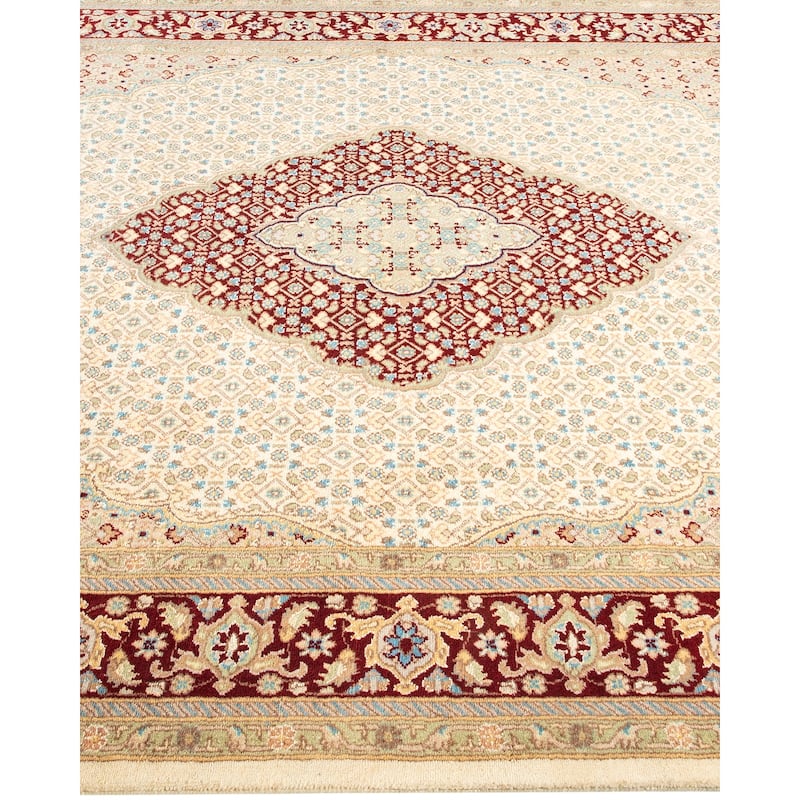 Overton Hand Knotted Wool Traditional Oriental Ivory Area Rug - 6' x 9'