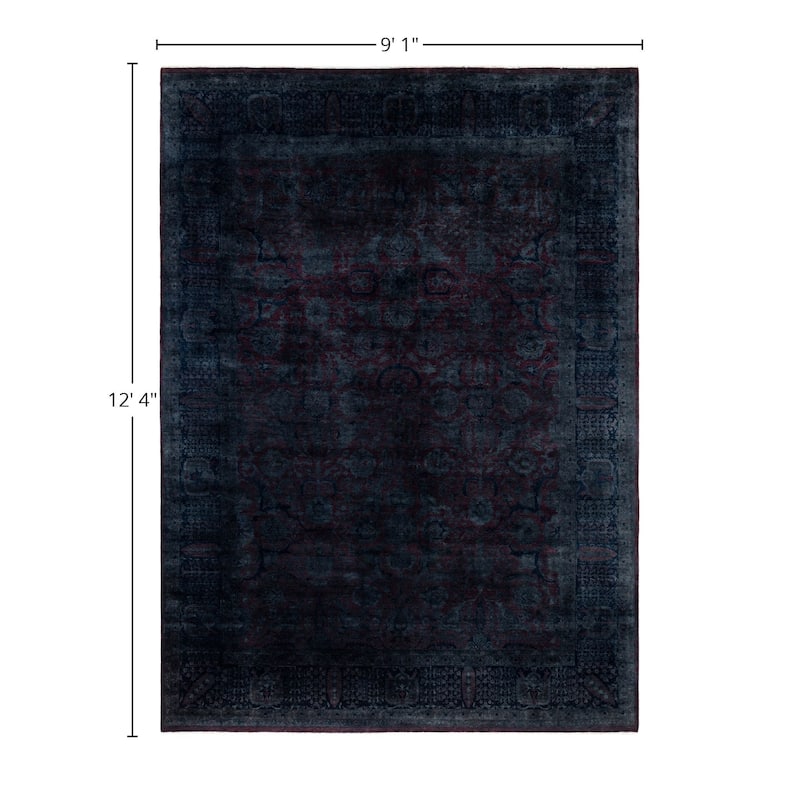 Overdyed One-of-a-Kind Hand-Knotted Area Rug - Black - 9' 1" x 12' 4"