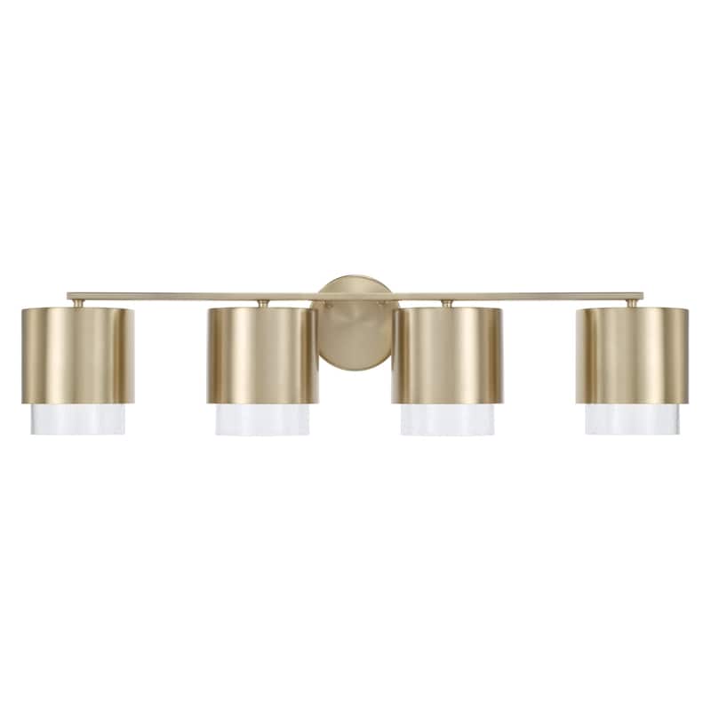 33.50"W x 8.25"H 4-Light Cylindrical Metal Vanity with Seeded Glass - N/A