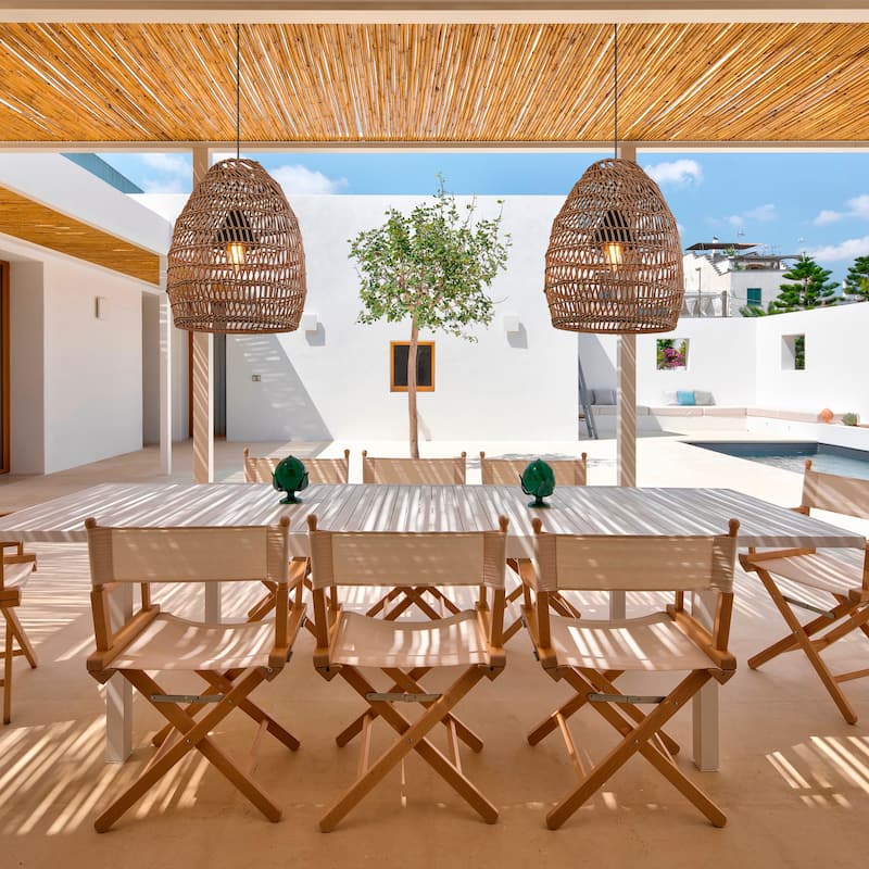 1-Light Outdoor Wicker Rattan Pendant Light