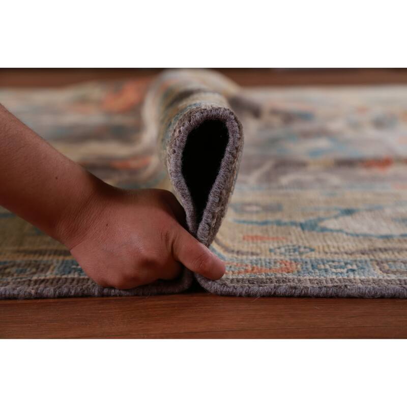 Hand Knotted Oriental 100% Wool Carpet Transitional All-Over Greys & Charcoal Oushak Area Rug - 12' 3'' X 9' 0''