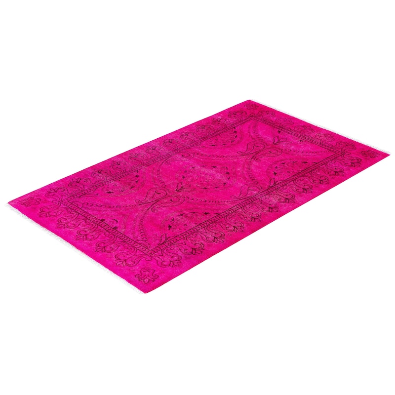 Overdyed One-of-a-Kind Hand-Knotted Area Rug - Pink - 2' 8" x 4' 5"