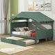 preview thumbnail 32 of 89, Skylight House Kids Bed Frame with Trundle Bed Green - Full