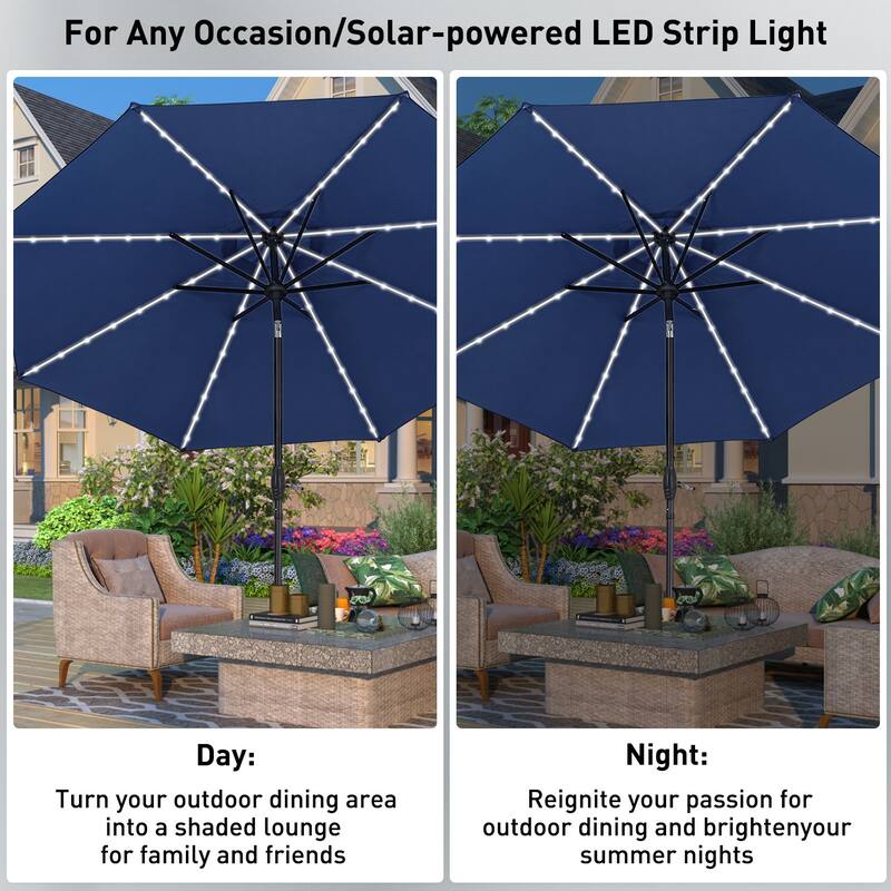 Autlaycil 10FT Solar Power LED Lights Patio Umbrella