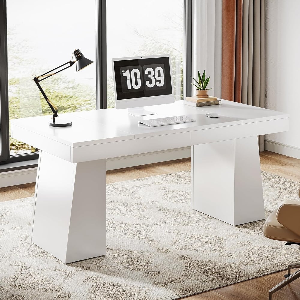 55 Inches Executive Desk, Home Office Desk, Wood Computer Desk