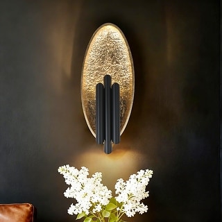 Modern LED 6-Light Wall Sconce Black and Antique Gold Bathroom Vanity Light - W 6.7" x H 16.1"