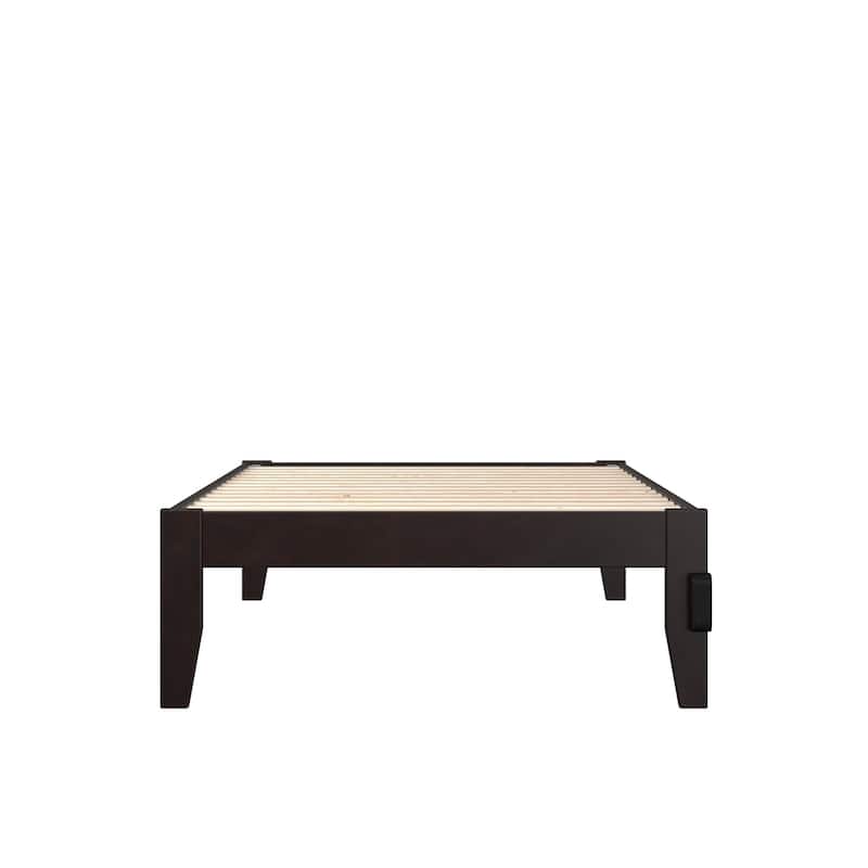 Twin XL Bed Espresso Finish - HomeStock Renaissance Romance Platform Bed Frame