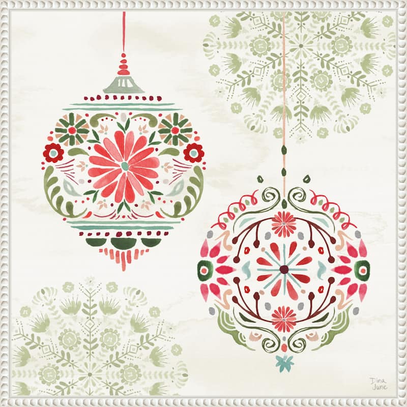 Festive Season VII by Dina June (22 x 22 in.), Framed Canvas Wall Art Print - Sylvie Beaded White