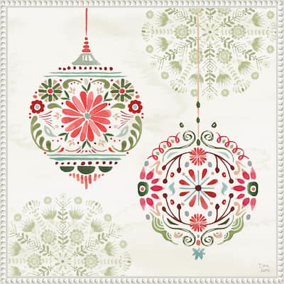 Festive Season VII by Dina June (22 x 22 in.), Framed Canvas Wall Art Print - Sylvie Beaded White