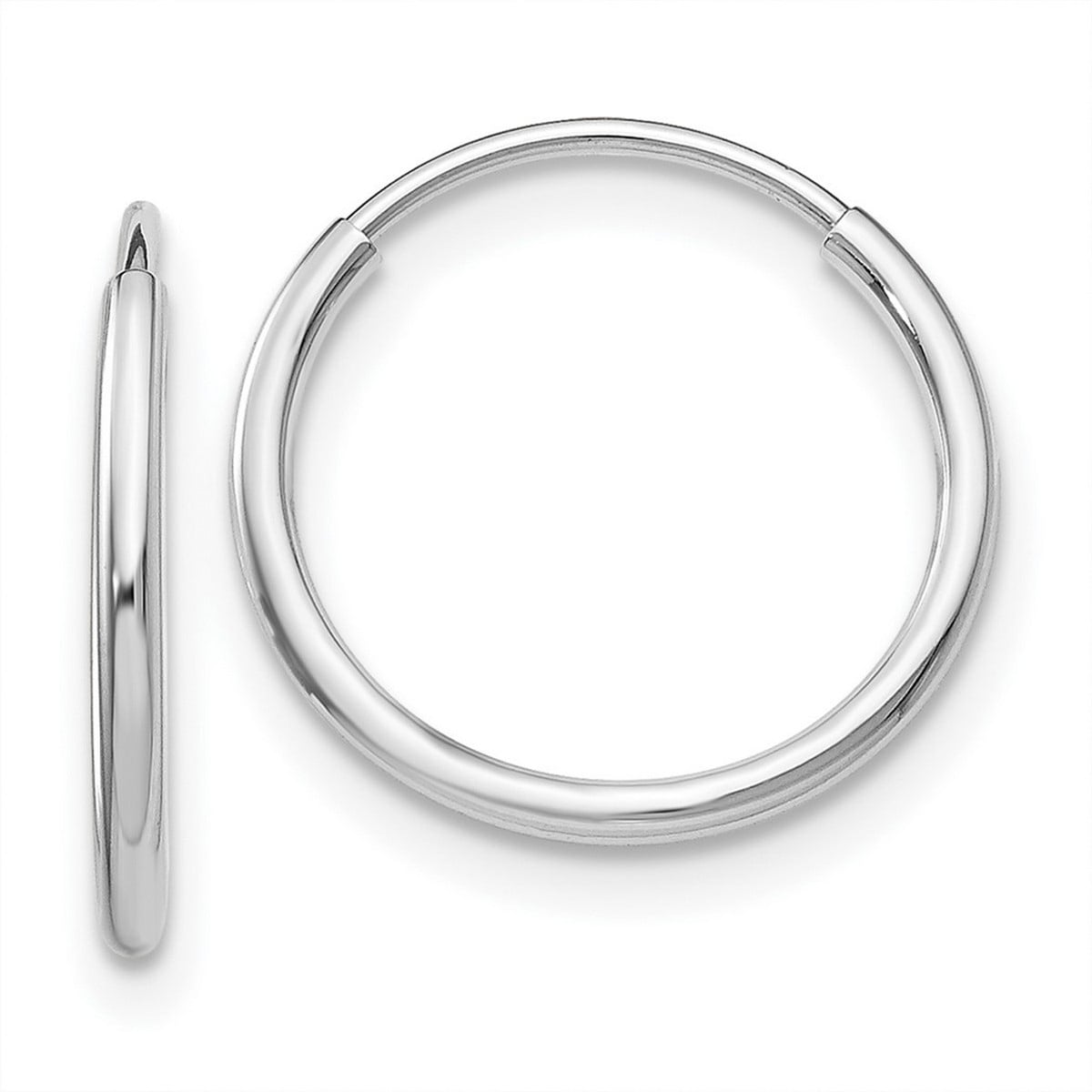 Curata 10k White Gold 1.2mm Polished Endless Hoop Earrings
