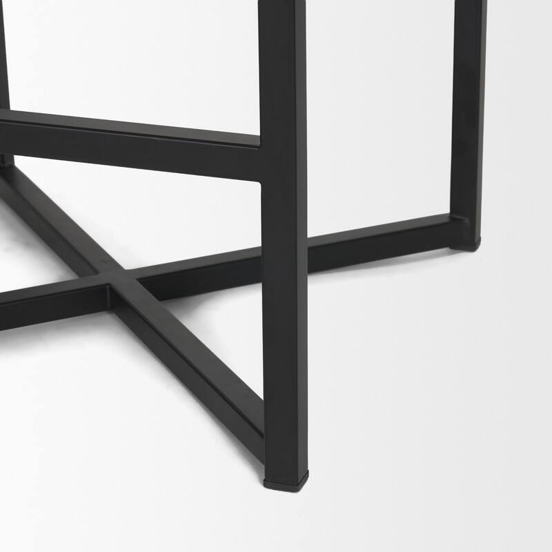 Frodo 26.5" Seat Height White Fabric Seat Black Metal Base Stool