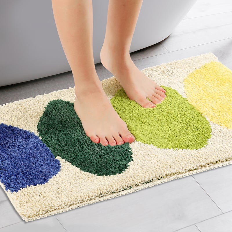 Bathroom Rugs, Soft Plush Bath Mats Non Slip Printing Bathroom Mat Quick Dry Reversible Microfiber Bath Rugs - Beige - 20" x 32"