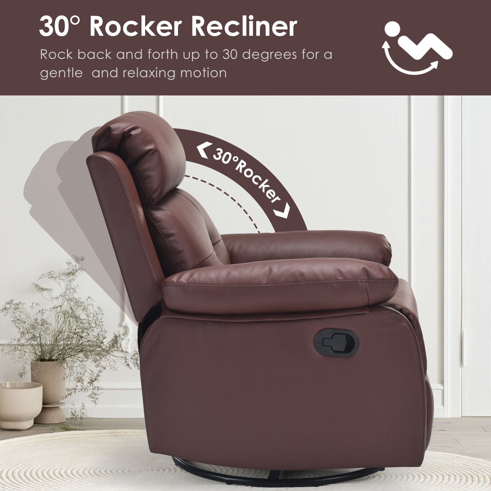 Lounge Chair with Adjustable Recline, Swivel Rocker Recliner Chair, Sofa Chair Leisure Chair for Living Room