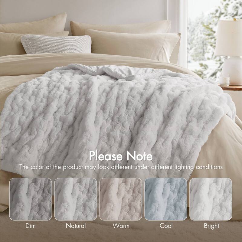 Madison Park Ruched Fur Throw