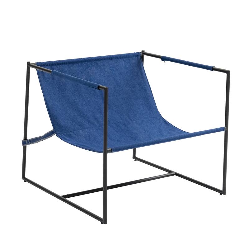 Modern Metal Frame Upholstered Sling Accent Armchair