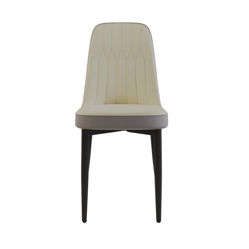 Modern PU 4 Piece Kitchen Dining Chair Set with Cushions, Metal Legs, Anti-Scratch Foot Pads for Dining Room Kitchen Living Room