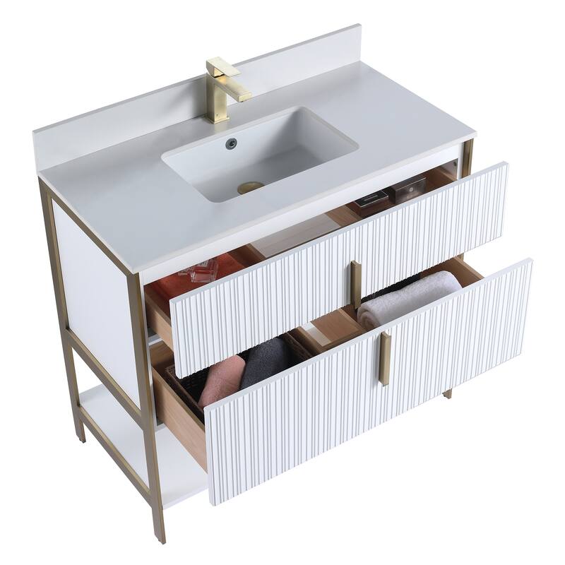 Fine Fixtures Serenity Modern Bathroom Vanity with White Stone Top