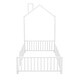 preview thumbnail 17 of 47, Twin/Full Size House Platform Bed with Guardrail and House-Shaped Headboard, Metal Floor Montessori Bed with Chimney Design
