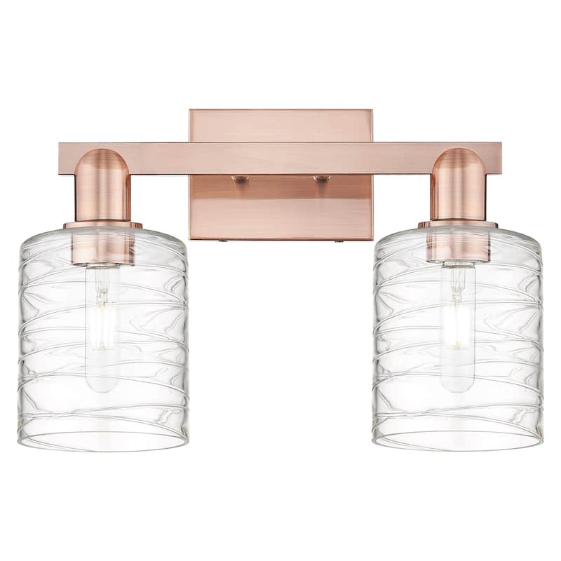 Innovations Lighting 716-2W-11-16 Cobbleskill Vanity Cobbleskill 2 - Antique Copper / Deco Swirl