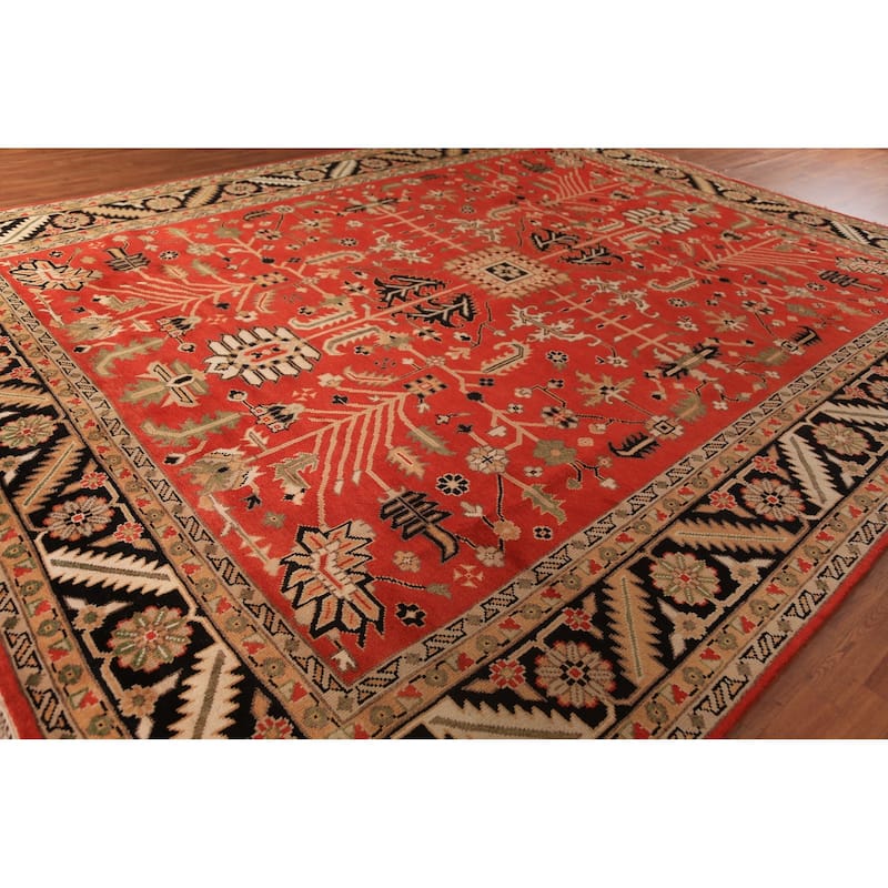 All-Over Orange Oushak Oriental Large Area Rug Handmade Wool Carpet - 11'10" x 14'7"