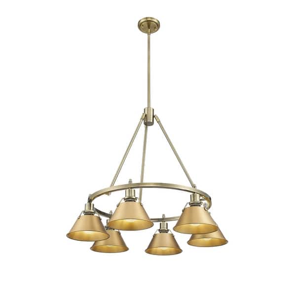 slide 1 of 1, Orwell 6-Light Chandelier in Aged Brass with Brushed Champagne Bronze - Gold