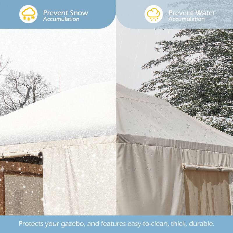 EROMMY Winter Gazebo Cover, Outdoor Cover for Hardtop Gazebos, Enclosed Cover with Sidewalls and Mesh Windows