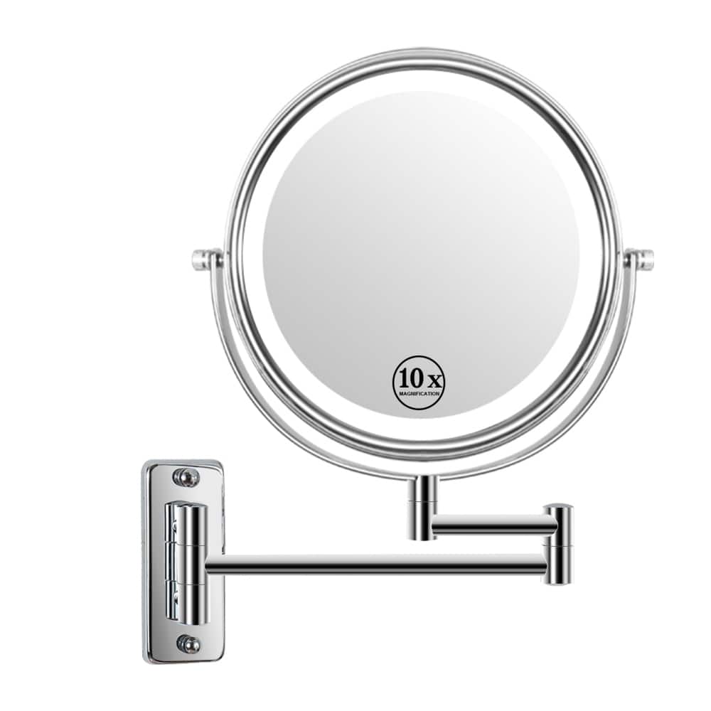 8 in. Wall Mounted Makeup Mirror with 3 colors LED Lights