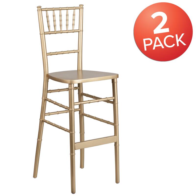 2 Pack Gold Wood Chiavari Event and Hospitality Stacking Barstool
