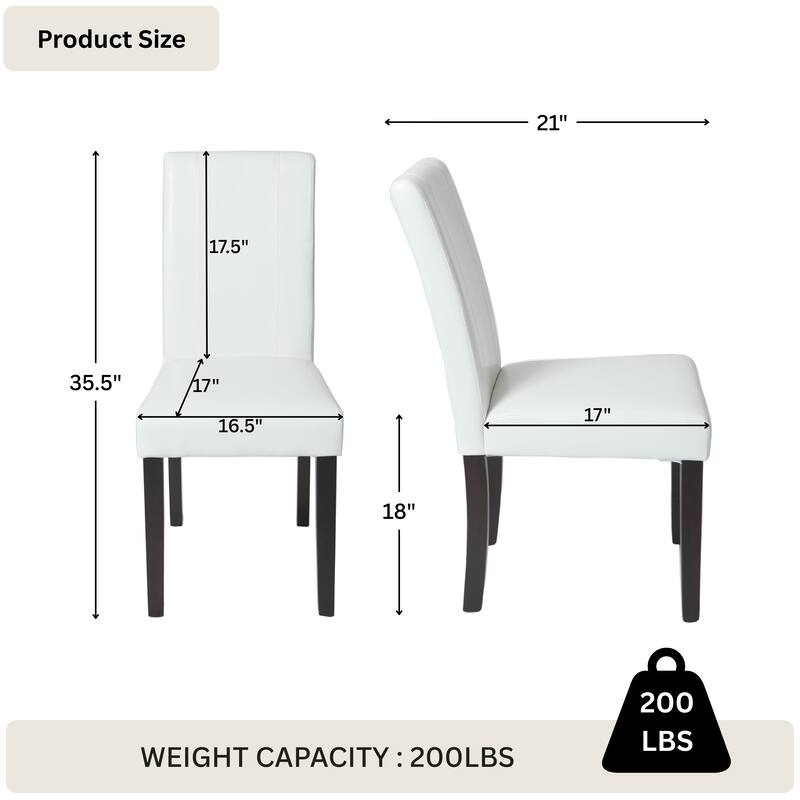 Roundhill Furniture Urban-Style Solid Wood Leatherette Small Padded Parson Chairs (Set of 2)