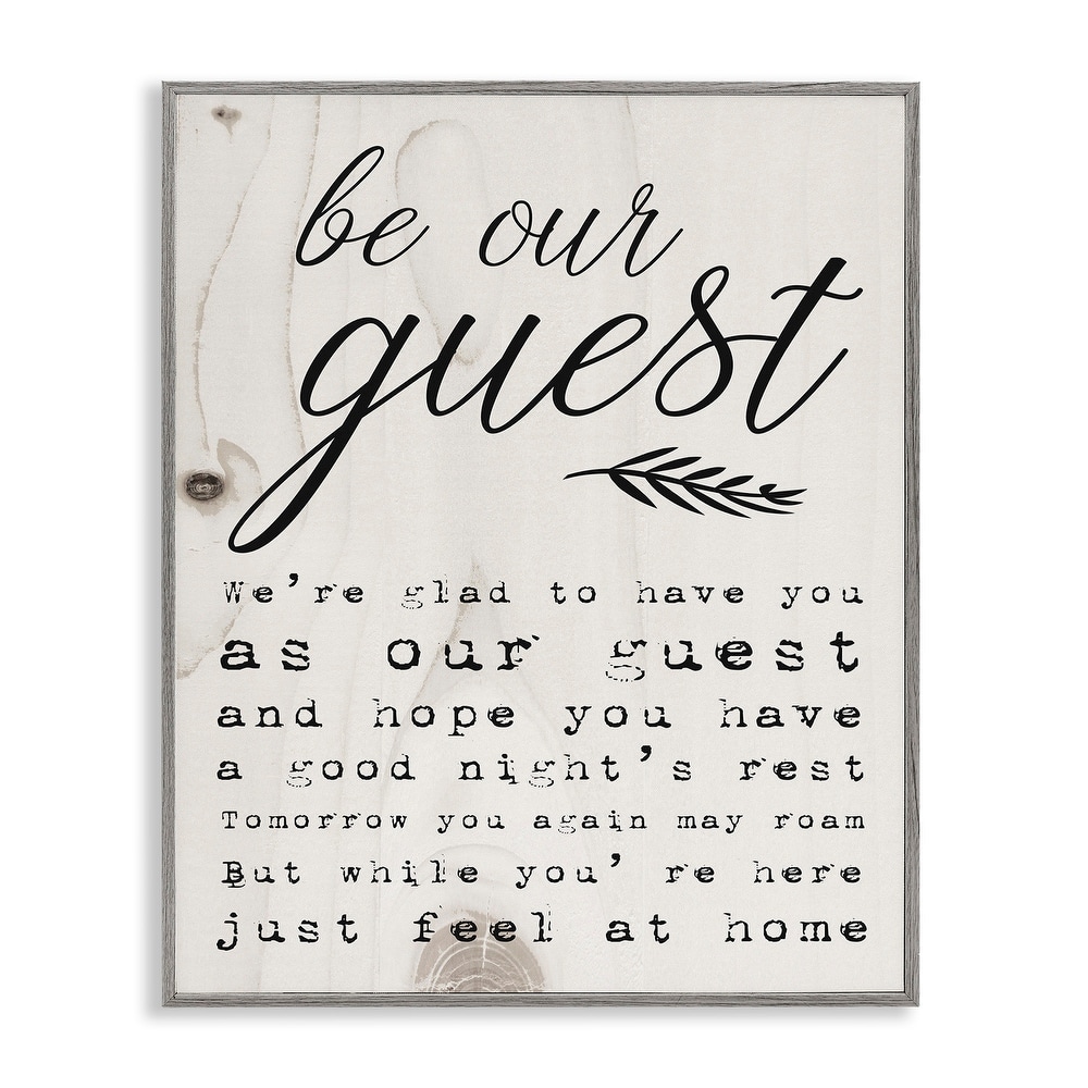 Stupell Collection Be Our Guest Poem Cursive, Framed Giclee, 16 x 1.5 x 20, Made in USA - Multi-color