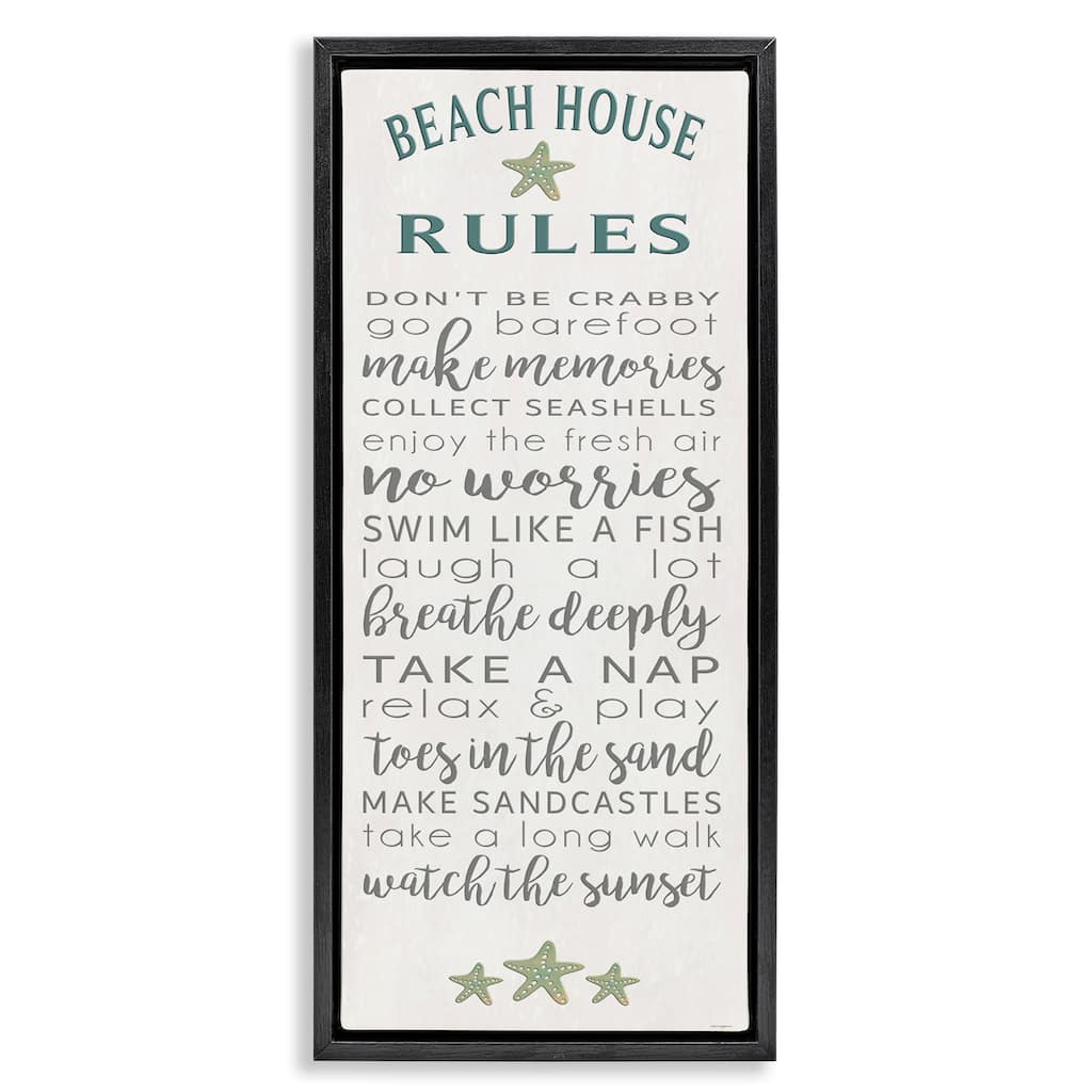 Stupell Fun Recreations Beach Rules Framed Floater Canvas Wall Art Design By Seven Trees Design