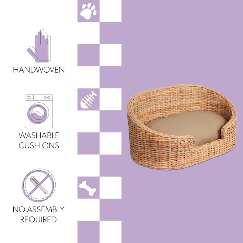 Handwoven Dog Bed with Machine-Washable Cushion