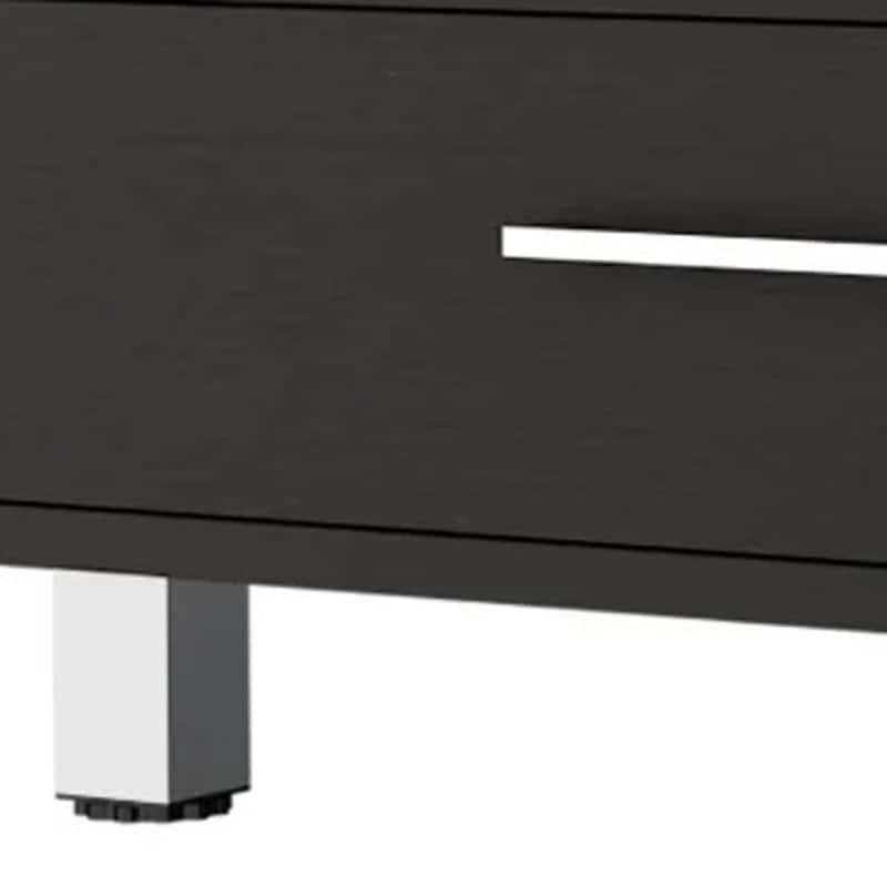 24-Inch Black Coffee Table Rectangular Wood Table with Storage Drawer for Living Spaces