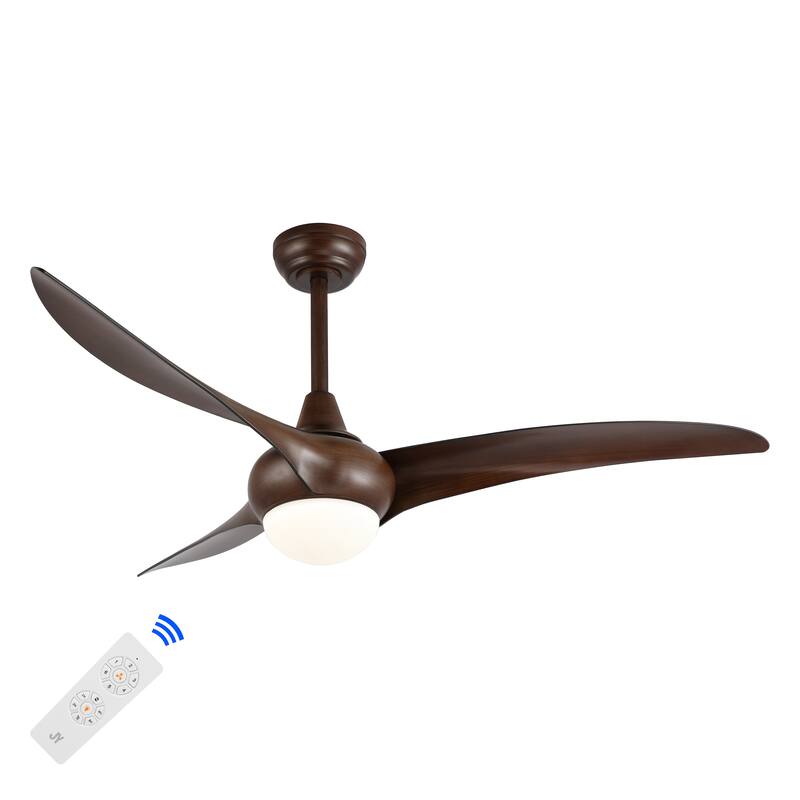 Raffles 52" 1-Light Vintage Iron/Plastic Mobile-App/Remote-Controlled 6-Speed Retro Swirl LED Ceiling Fan, by JONATHAN Y