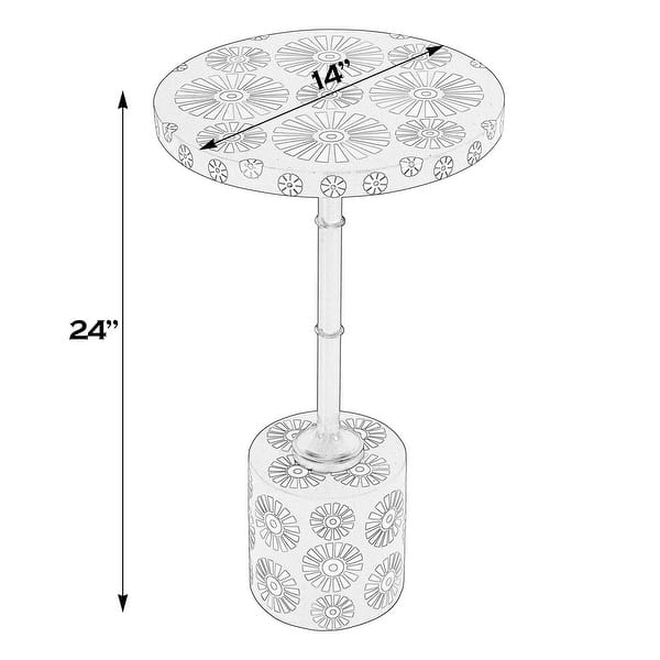 dimension image slide 2 of 3, Bethel 14 in. W Round Bone Inlay and Iron Side Table