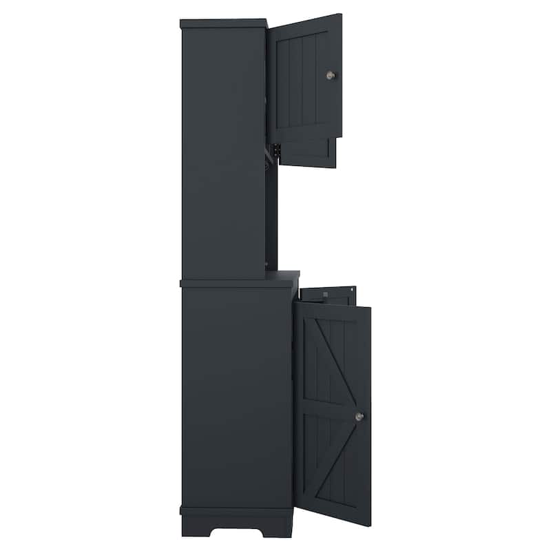 Coffee Bar Cabinet with Drawers and Shelves, Freestanding Kitchen Pantry with Cabinets, Wine Cabinet with Glass Racks