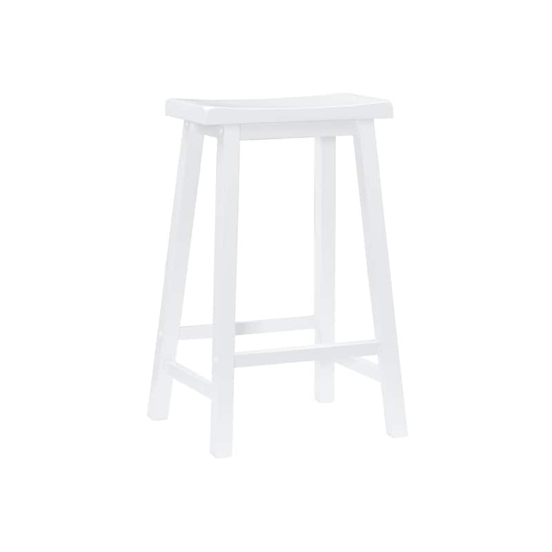 Linon Laurell Backless Rustic Farmhouse Saddle Bar Stool