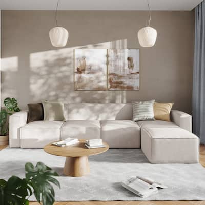 Contemporary 5 Piece Modular Sectional Sofa with Ottoman