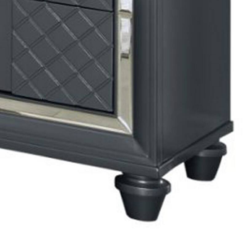Charcoal Gray/Silver 2 Drawer 17.01 in. W Nightstand with Sturdy Hardware and Ample Storage