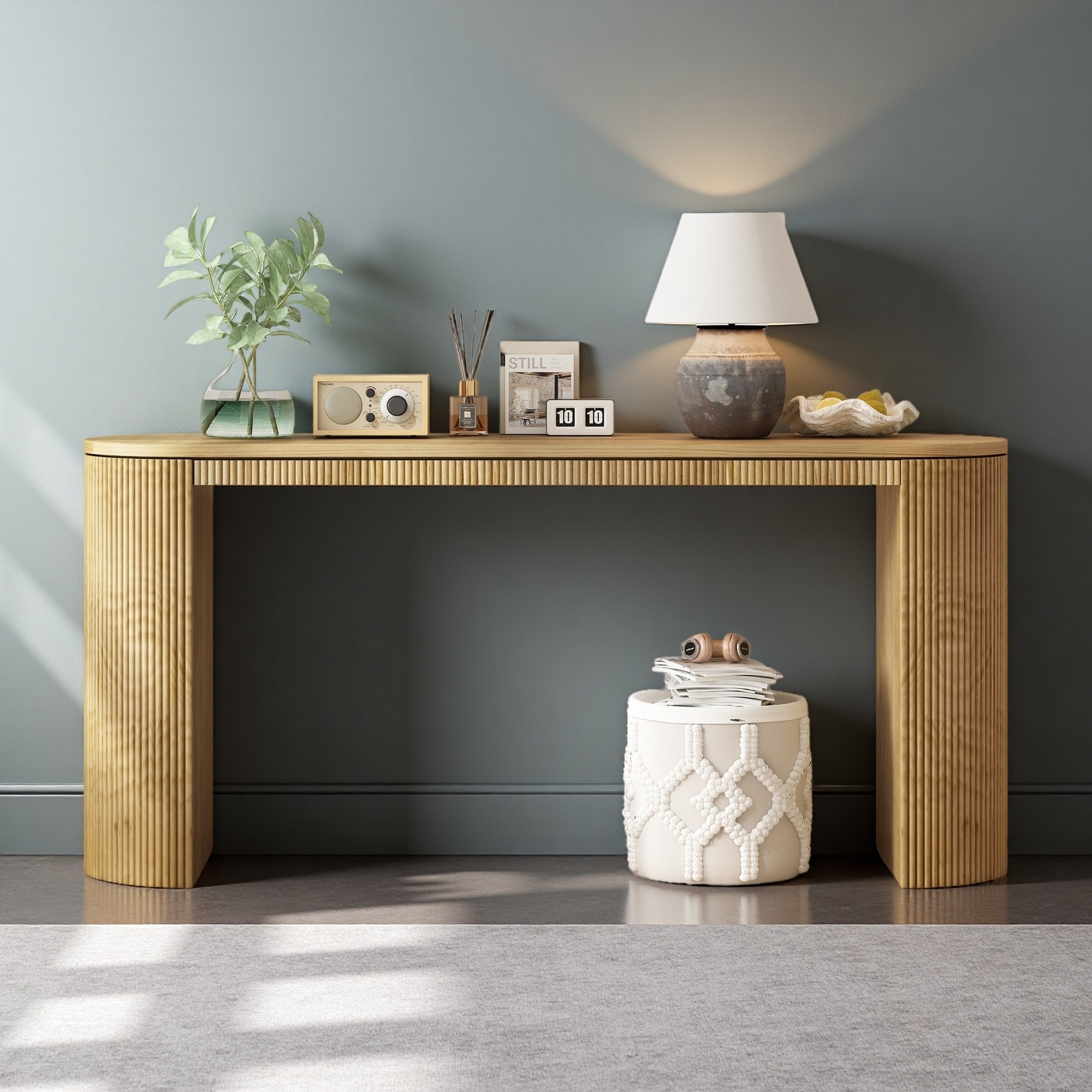 59" Curved Vertical Stripe Console Table