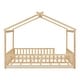 preview thumbnail 70 of 71, Kids Bed Frame, House Shape Floor Platform Bed Frame, Twin/Full Size Wood Bed with Fence for Child/Teens/Girls/Boys