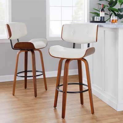 Carson Carrington Leksand 30" Fixed-Height Bar Stool with Bent Wood Legs (Set of 2)