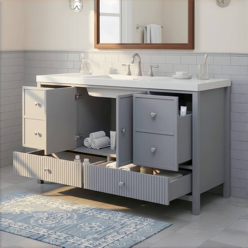 Christopher Knight Home - Modern 60-Inch Bathroom Vanity with Separate Sink and Soft-Close Storage