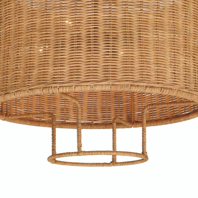 Acroma 4-Light Dimmable Drum Chandelier with Handwoven wicker shade
