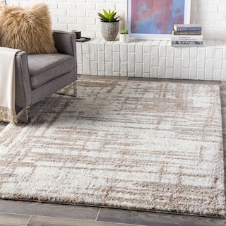 Livabliss Korryn Plush Crosshatch Stripe Area Rug