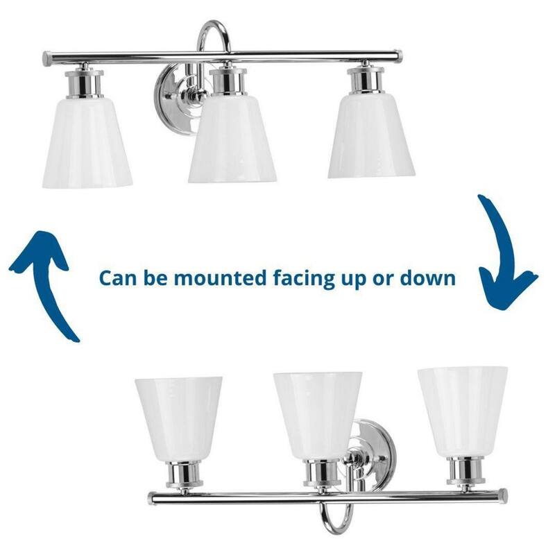 Ashford Collection 3-Light Polished Chrome Opal Glass Farmhouse Bath Vanity Light