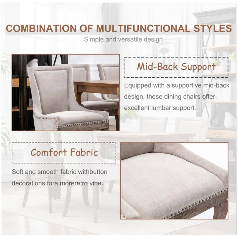 Thickened Side Dining Chair with Solid Wood Legs Set of 6