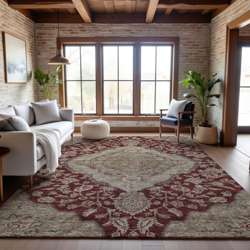 Premium Washable Super Soft Classic Traditional Mayfield Rug - Garnet - 10' x 14'